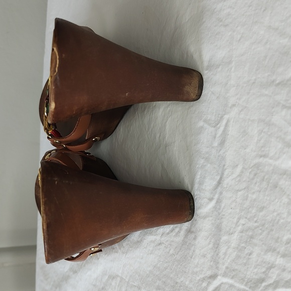 Lauren Ralph Lauren Chain Wooden Wedge Sandals Platforms - Picture 7 of 9